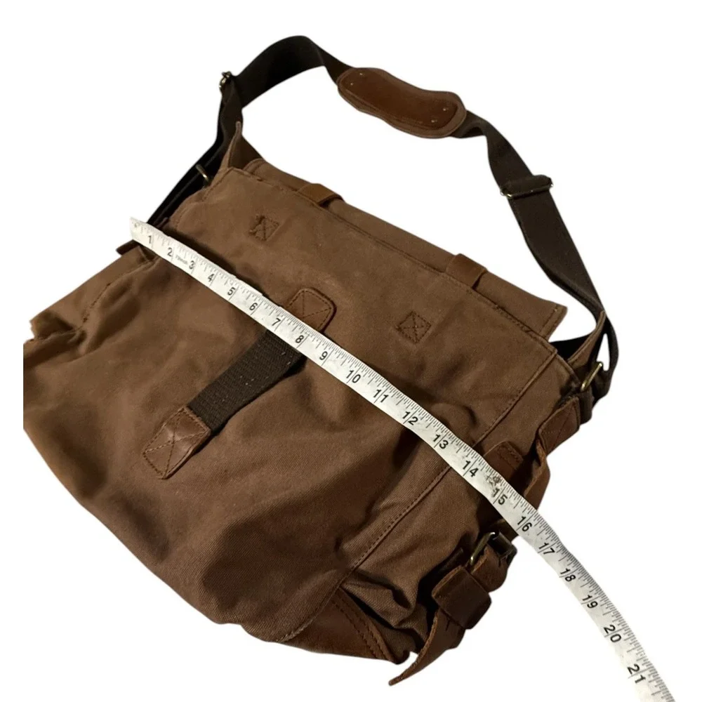 Military Canvas Leather Men Messenger Bag Shoulder Crossbody Bag Sturdy Muchuan